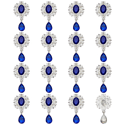 Капри Синий 16 Кабошоны из сплава со стразами, овал и слеза, Капри синий, 48x25.5x5.5 мм