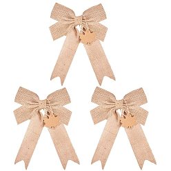 Tan Linen Bowknot, with Jewelry Display Kraft Paper Price Tags and Jute Twine, Tan