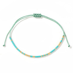 Бирюза Браслеты из бисера и бусин из богемского стекла, плетеные браслеты из полиэфирного шнура для женщин, колонка, бирюзовые, 11.02 дюйм (28 см)