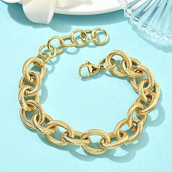Золотой 304 женские браслеты-цепочки с витыми овальными звеньями из нержавеющей стали, золотые, 7.28 дюйм (18.5 см)