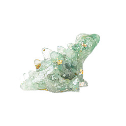 Зеленый Авантюрин Украшение для дисплея динозавра из смолы, с натуральными зелеными кусочками авантюрина внутри статуй для украшения домашнего офиса, 90x47x48 мм