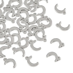 Platinum SHEGRACE Brass Charms, Moon Charms, Cadmium Free & Lead Free & Nickel Free, Long-Lasting Plated, Platinum, 8x5x1mm, Hole: 0.9mm