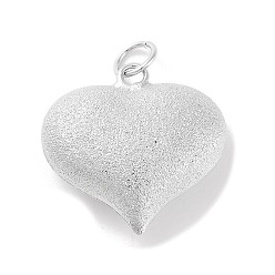 Platinum Rack Plating Brass Pendants, with Jump Ring, Cadmium Free & Lead Free, Long-Lasting Plated, Heart, Platinum, 30x30.5x11.5mm, Hole: 6.5mm