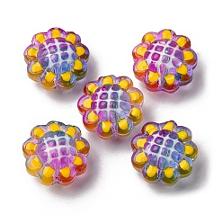 Фуксин Стеклянные эмалевые бусины, бусины ручной работы, подсолнечник, фуксиново-красные, 15x8.5~9 мм, отверстие : 1.2 мм