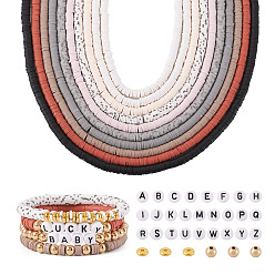(52) Непрозрачная лаванда Набор для изготовления ювелирных изделий из бисера своими руками, включая диск из полимерной глины, латунную прокладку, пластик ccb и акриловые бусины с буквами, разноцветные, 3550~4335 шт / коробка