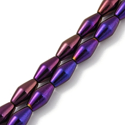 Plaqué Violet Brins de perles d'hématite non magnétiques synthétiques galvanisées, Toupie, pourpre plaqué, 6.2~6.5x12~12.5mm, Trou: 1.4mm, Environ 33 pcs/chapelet, 16.89'' (42.9 cm)