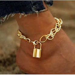 Золотой Браслеты на ногу с замком из сплава и витой цепочкой, золотые, 9-1/4 дюйм (235 мм)