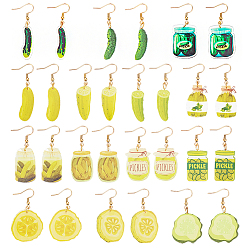 (52) Непрозрачная лаванда 14пара 316 серьги-гвоздики из хирургической нержавеющей стали, разнообразные, с акриловыми подвесками, золотые, разноцветные, 50~51 мм