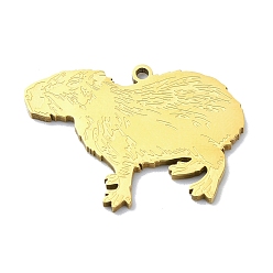 Золотой 201 подвески из нержавеющей стали, лазерная резка, капибара очарование, золотые, 20x28x1 мм, отверстие : 1.5 мм