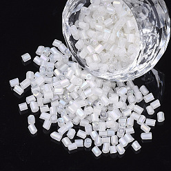 Clear AB 8/0 Two Cut Glass Seed Beads, Hexagon, Transparent Inside Colours Rainbow, Clear AB, 2.5~3x2.5mm, Hole: 0.9mm, about 15000pcs/bag