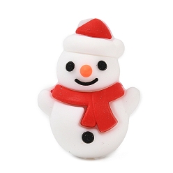 Снеговик Силиконовые бусины, фокусные бусы, Новогодняя тема, красочный, снеговик, 25x18x15 мм, отверстие : 2.5 мм