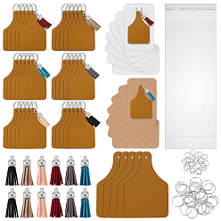 (52) Непрозрачная лаванда Наборы для самостоятельного изготовления брелоков-бирок из искусственной кожи, включая кисточку из искусственной замши, Перейти латунные, бумажные карты дисплея брелка, железа отделились брелоки, разноцветные, 35~37x10 мм, отверстие : 1.8 мм, 6 цветов, 5 шт / цвет, 30 шт