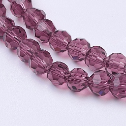 Purple Glass Beads Strands, Faceted(32 Facets), Round, Purple, 4mm, Hole: 1mm, about 98pcs/strand, 13.7 inch