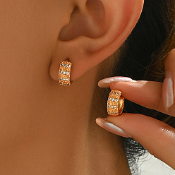 Золотой Элегантный европейский и американский стиль, женские серьги-гвоздики из латуни с прозрачным кубическим цирконием, золотые, 5.2 мм