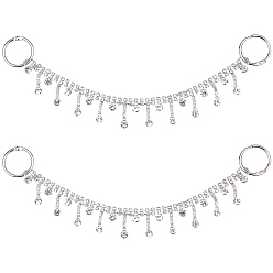 Платиновый & Серебристый 2шт. цепочки для украшения обуви из железа и смолы со стразами, Платина и серебро, 215x22 мм