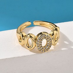 Настоящее золото 18K Овальные латунные манжеты с микропаве из прозрачного кубического циркония для женщин, долговечный, без свинца и без кадмия, реальный 18 k позолоченный, 9.5 мм, внутренний диаметр: 16 мм