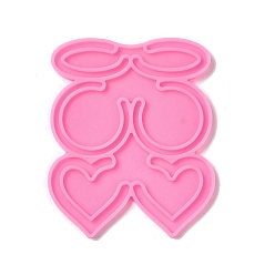 Hot Pink DIY Silicone Pendant Molds, Resin Casting Molds, Clay Craft Mold Tools, Heart, Hot Pink, 130x108x6mm, Inner Diameter: 50~59x25~51mm