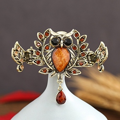 Сочный Персик Заколки для волос со стразами из сплава, аксессуары для волос для женщин и девочек, сова, сочный персик, 55x68 мм