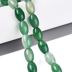 Medium Sea Green Natural Agate Beads Strands, Dyed, Rice, Medium Sea Green, 11.5~12.5x7.5~8.5mm, Hole: 1~1.2mm, about 31~33pcs/strand, 14.57~15.35 inch(37~39cm)