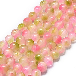 Разноцветный Натуральный Malaysia нефритовые бусы пряди, окрашенная и подогревом, круглые, красочный, 6~6.5 мм, отверстие : 1 мм, около 60~62 шт / нитка, 14.96 дюйм (38 см)