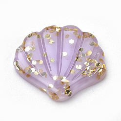 Лиловый Подвески из искусственного блестка, оболочка, сирень, 20x22x3 мм, отверстие : 1.6 мм