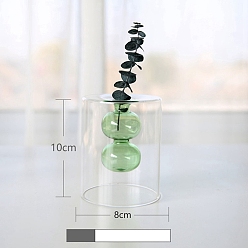 Lawn Green Double-layer Transprent Glass Hydroponic Vase Display Decorations, for Indoor Garden Home Decoration, Lawn Green, 100x80mm