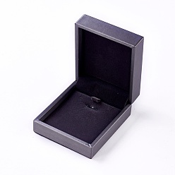 Gray Plastic Jewelry Boxes, Covered with Imitation Leather, Rectangle, Gray, 7.5x8.5x3.5cm