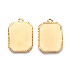 Настоящее золото 18K 304 Настройки кабошон из нержавеющей стали кулон, многоугольник, ионное покрытие (ip), реальный 18 k позолоченный, 38.5x25.5x2 мм, отверстие : 3~3.5x3 мм, лоток : 30.5x21.5 мм