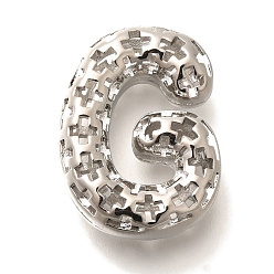 Letter G Латунные подвески, подвески с полыми буквами, стойки покрытие, долговечный, без кадмия и без свинца, Буква G, 22x16.5x7.5 мм, отверстие : 5x2.7 мм