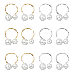 (52) Непрозрачная лаванда 12 шт. 2 цветные кольца из искусственной жемчужины из смолы, металлические манжеты, круглые, разноцветные, размер США 6 3/4 (17.1 мм), 6 шт / цвет
