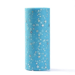 Темно-Голубой Сетчатые ленты с блестками и пайетками, тюль ткань, Тюль-рулонная ткань для юбки, луна и звезда, глубокое синее небо, 6 дюйм (15 см), о 25yards / рулон (22.86 м / рулон)