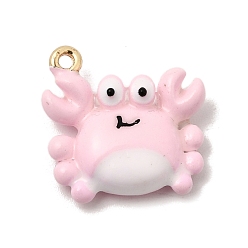 Pink Подвески из эмали и сплава, крабовые прелести, долговечный, золотые, розовые, 16.5x17x5 мм, отверстие : 1.4 мм