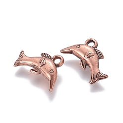 Red Copper CCB Plastic Pendants, Dolphin, Red Copper, 13x21x5mm, Hole: 2mm