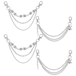 Античный Серебристый & Платиновый 4 шт. 2 стили сплава цепи для обуви, цепочки из бисера, череп, старинное серебро и платина, 174~220 мм, 2 шт / стиль