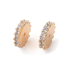 Золотой Латунные микропаве из прозрачного кубического циркония, без никеля , плоско-круглые, золотые, 9.5x2 мм, отверстие : 1 мм