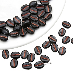 Черный 30 акриловые бусины в виде кофейных зерен, ювелирные аксессуары своими руками, чёрные, 11x8 мм, отверстие : 1 мм