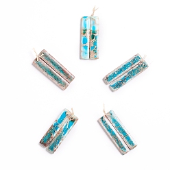 Имперская яшма Подвески из натуральной имперской яшмы, для изготовления ювелирных изделий, окрашенные, прямоугольные, 48~48.5x10~10.5x4~4.5 мм, отверстие : 1 мм