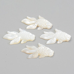 Seashell Color Natural White Shell Mother of Pearl Shell Beads, Goldfish, Seashell Color, 23.5x14~15x2.5mm, Hole: 0.7mm