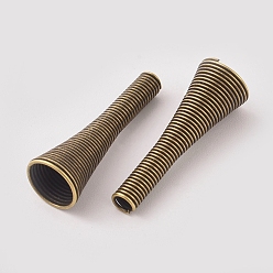 Antique Bronze Alloy Spring Bead Cone, Wire Coil Cord Ends, Trumpet Shape, Antique Bronze, 28x4~9mm, Inner Diameter: 2mm and 8mm, 50pcs/bag