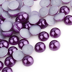 Medium Orchid ABS Plastic Cabochons, Imitation Pearl, Half Round, Medium Orchid, 3x1.5mm, about 10000pcs/bag