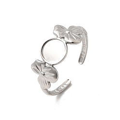 Нержавеющая Сталь Цвет 304 настройки кольца открытой манжеты из нержавеющей стали, плоско-круглые, цвет нержавеющей стали, лоток : 6.4 мм, 9 мм