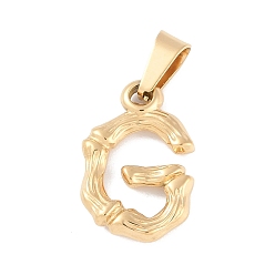 Letter G 304 Stainless Steel Pendants, Bamboo Style, Letter, Golden Color, Letter.G, 19x14x3.5mm, Hole: 3x7mm