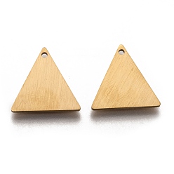 Золотой Ионное покрытие (ip) 304 подвески из нержавеющей стали, пустая бирка с матовой отделкой, лазерная резка, двухсторонний эффект тягового станка, треугольные, золотые, 15x15x1 мм, отверстие : 1.2 мм