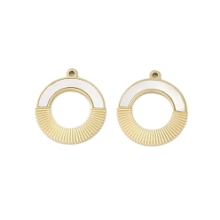 Настоящее золото 18K Природные подвески оболочки, ионное покрытие (ip) 304 подвески-кольца из нержавеющей стали, ручная полировка, реальный 18 k позолоченный, 17x15x1.5 мм, отверстие : 1.2 мм