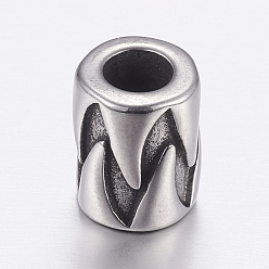 Античное Серебро 304 из нержавеющей стали европейские шарики, бусины с большим отверстием, колонка, античное серебро, 12x9 мм, отверстие : 5 мм