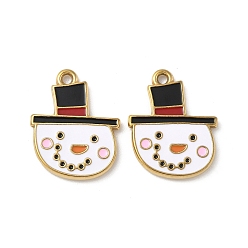 Снеговик 304 нержавеющей стальной эмали подвески, прелести рождественской тематики, ионное покрытие (ip), реальный 18 k позолоченный, снеговик, 21x16.5x2 мм, отверстие : 1.6 мм