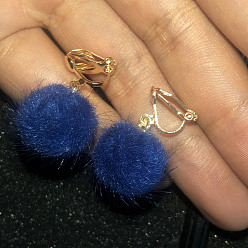 Темно-Синий Клипсы из полиэфирного сплава, круглые, золотые, темно-синий, 28x15 мм