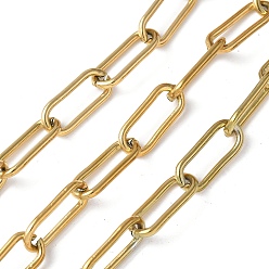 Настоящее золото 18K 304 цепи из нержавеющей стали, несварные, с катушкой, ионное покрытие (ip), реальный 18 k позолоченный, 17x7.3x1.6 мм, около 32.81 футов (10 м) / рулон