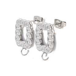 Нержавеющая Сталь Цвет 304 Выводы серьги из нержавеющей стали шпилька, прямоугольные, цвет нержавеющей стали, 18x11x14.5 мм, отверстие : 2.5 мм