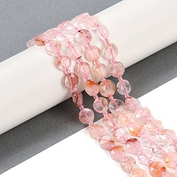 Красный Кварц Нити из натурального красного гематоидного кварца/железистого кварца, граненый пятиугольный разрез, плоско-круглые, с бисером, 10~10.5x5~6 мм, отверстие : 1 мм, около 32~33 шт / нитка, 15.75'' (40 см)